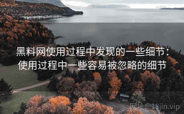 黑料网使用过程中发现的一些细节:使用过程中一些容易被忽略的细节